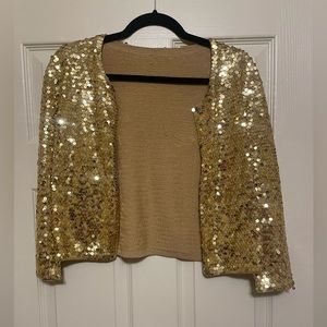 Priorities Gold Sequin Shrug
